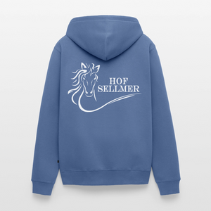 Hof Sellmer Männer Premium Kapuzenjacke dunkle Farben / weiße Schrift - Taubenblau