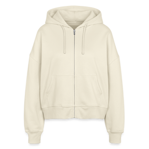 Hof Sellmer Stanley/Stella Boxy Frauen Bio Zip Hoodie helle Farben / schwarze Schrift - Weißgrau