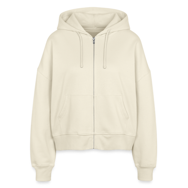 Hof Sellmer Stanley/Stella Boxy Frauen Bio Zip Hoodie helle Farben / schwarze Schrift - Weißgrau