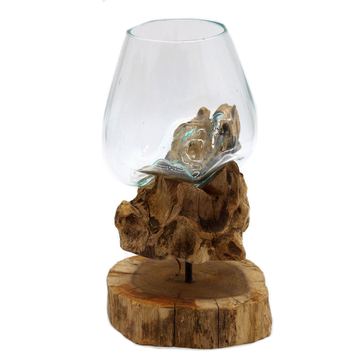 Geschmolzenes Glas auf Holz mit Ständer groß