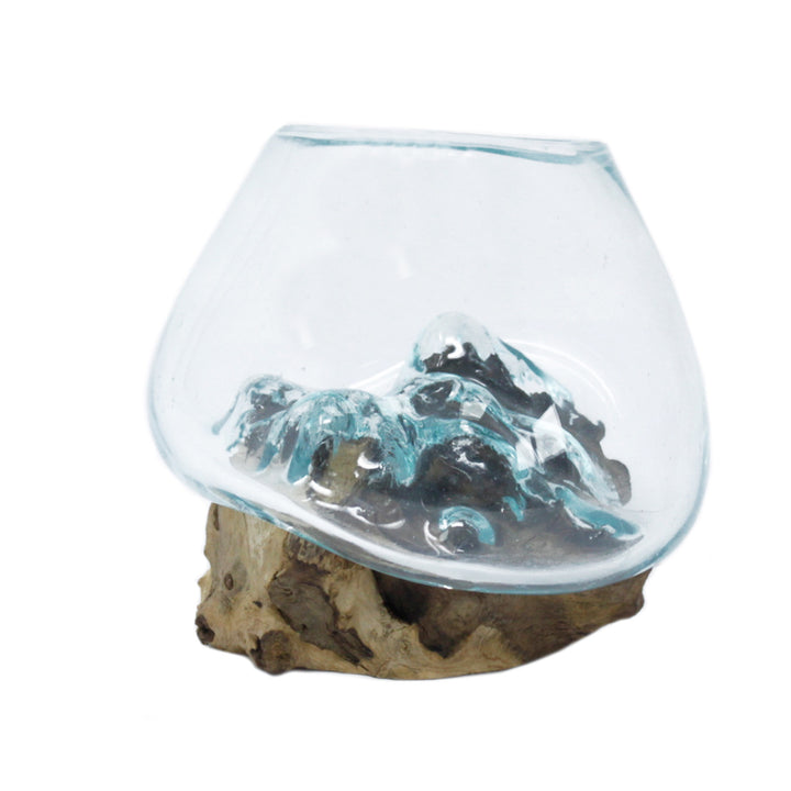 Geschmolzenes Glas auf Holz kleine Schüssel