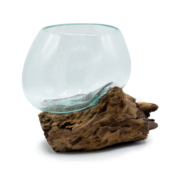 Geschmolzenes Glas auf Holz mittlere Schüssel B-WARE