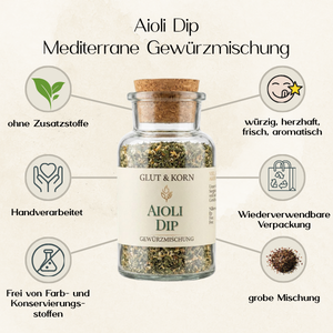 Aioli Dip Gewürzmischung zum Anmischen von Aioli mit getrockneten Gewürzen, Ritualmanufaktur, Glut & Korn