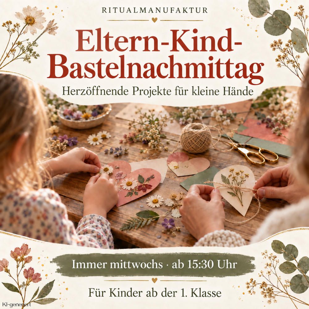 Cover für den Bastelnachmittag immer mittwochs ab 15:30 Uhr in der Ritualmanufaktur