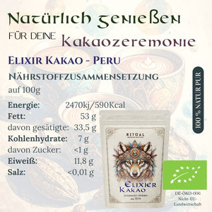 A cup organic raw cocoa each 35g