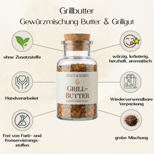 Grillbutter Gewürzmischung zum Würzen von Butter und Fleisch, Ritualmanufaktur, Glut & Korn