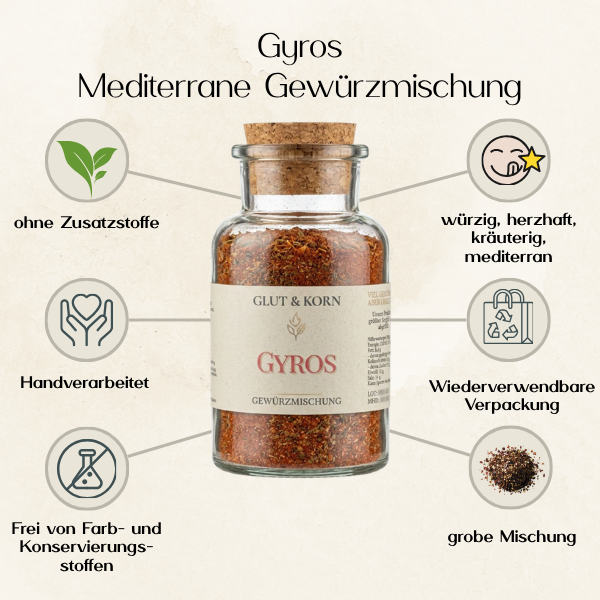 Gyros Gewürzmischung zum Würzen von Fleisch und Gemüse, griechisch, Ritualmanufaktur, Glut & Korn