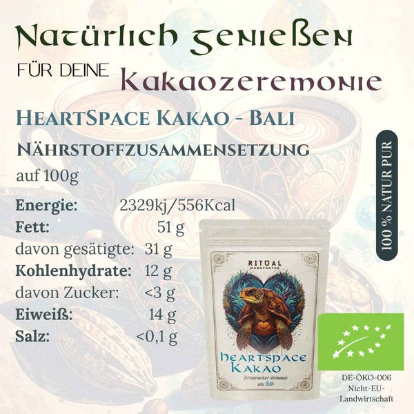 A cup organic raw cocoa each 35g