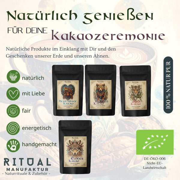 A cup organic raw cocoa each 35g