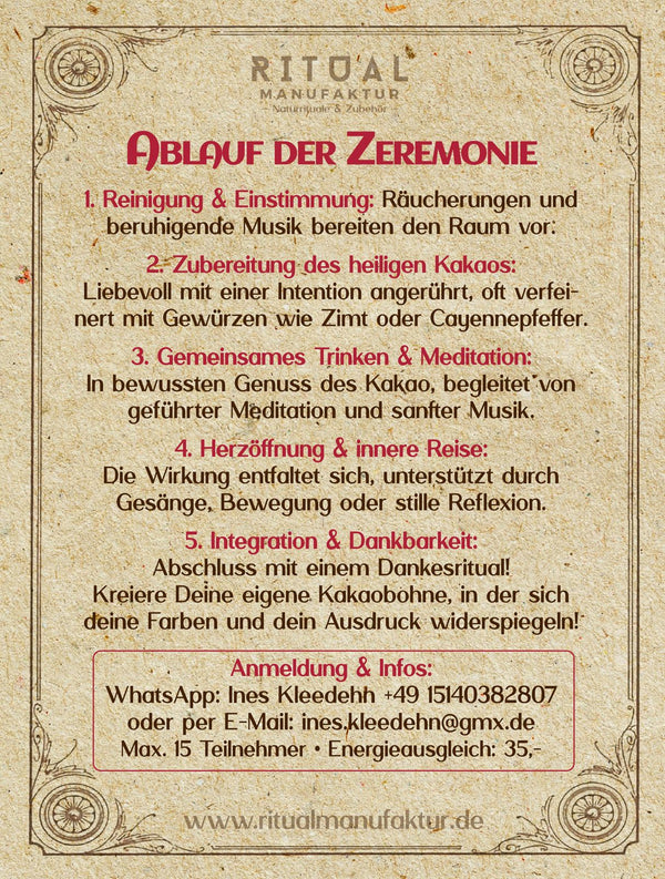 Kakao Zeremonie - der Weg zum Herzen - 13.12.2025 um 15 bis 18 Uhr mit Ines