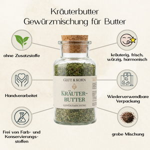 Kräuterbutter Gewürzmischung zum Würzen von Butter und Quark, Ritualmanufaktur, Glut & Korn