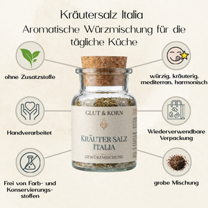 Kräutersalz Italia, zum Würzen von Speisen mit italienischem Touch, Ritualmanufaktur, Glut & Korn