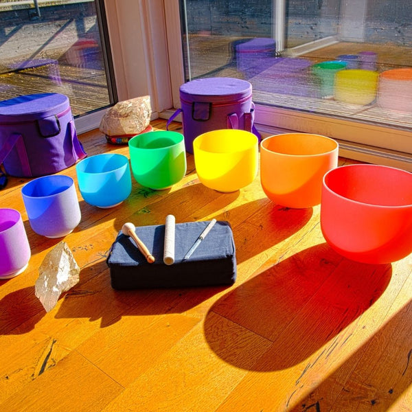 Chakra Kristallklangschalen aus reinem Bergkristall