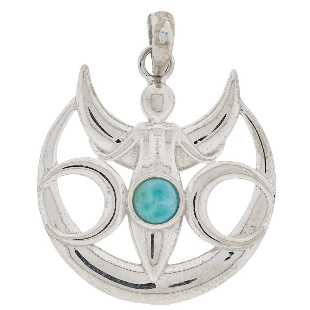 Dreifache Mondgöttin mit Larimar 925 Sterling Silber - Ritualmanufaktur.de