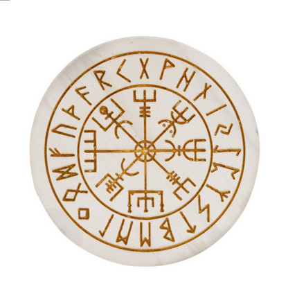 Vegvisir Platte aus Selenit I Untersetzer