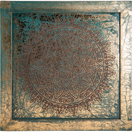 Energiebild Mandala mit Grün-Goldverzierung - Ritualmanufaktur.de