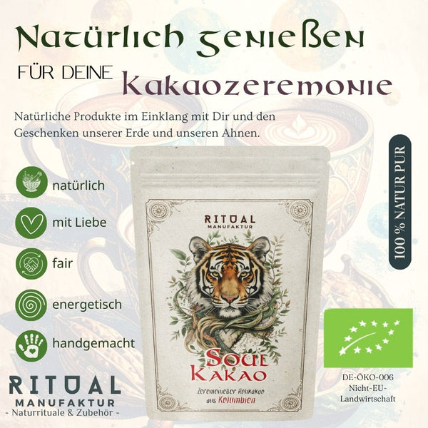 A cup organic raw cocoa each 35g