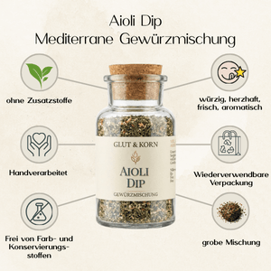 Aioli Dip Gewürzmischung zum Anmischen von Aioli mit getrockneten Gewürzen, Ritualmanufaktur, Glut & Korn