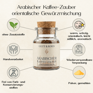 Vorteile Arabischer Kaffee-Zauber Gewürzmischung für Kaffee, Ritualkakao, kakao, Tee und warme Speisen, Ritualmanufaktur Glut & Korn