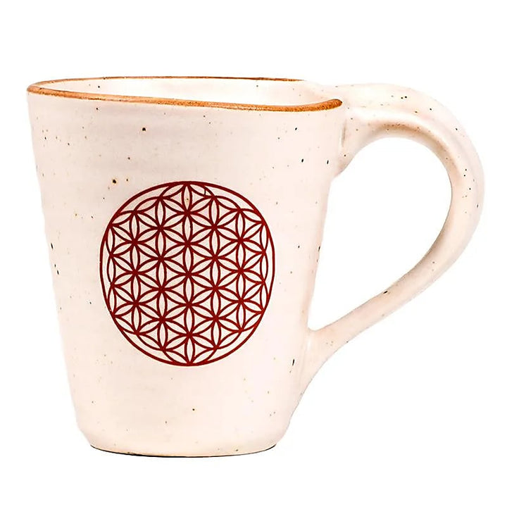 Kakaobecher Lebensblume rot und beige