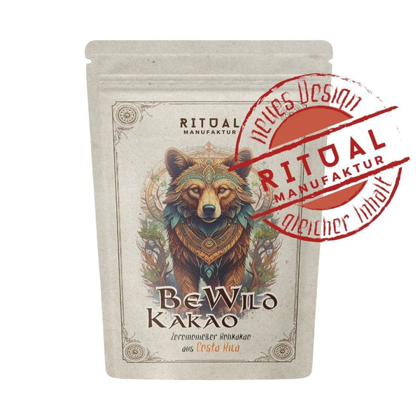 Neues Design gleicher Inhalt Bio Zeremonie Kakao BeWild Rohkakao aus Costa Rica Bruch 500g - Ritualmanufaktur.de