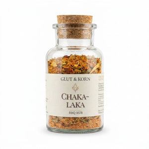 Nahaufnahme Chakalaka Gewürzmischung, BBQ Rub perfekt für ein Dry Rub mit Fleisch, Gemüse oder Alternativen, 130g, Ritualmanufaktur Glut & Korn