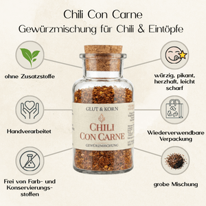 Chili Con Carne Gewürzmsischung zum Würzen von Chili und Eintöpfen, Ritualmanufaktur, Glut & Korn