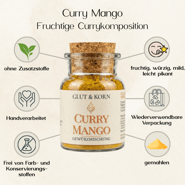 Curry Mango, als fruchtige Alternative zu normalem Curry, für herzhafte Speisen und Currys, Ritualmanufaktur