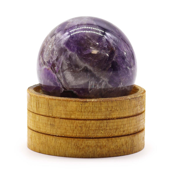 Edelsteinkugeln auf Holzständer - Ritualmanufaktur.de
