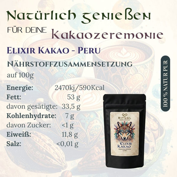 Elixir Zeremonie - Kakao Rohkakao aus Peru - Ritualmanufaktur.de