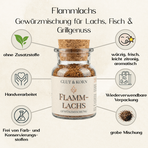 Vorteile von Flammlachs Gewürzmischung für Verfeinern von Fisch und BBQ, Ritualmanufaktur Glut & Korn