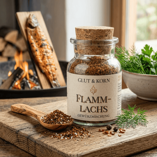 Flammlachs Gewürzmischung für Verfeinern von Fisch und BBQ, Ritualmanufaktur Glut & Korn