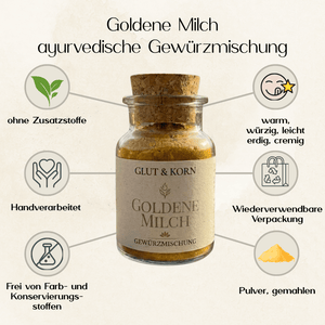 Vorteile Goldene Milch, ayurvedische Gewürzmischung Ritualmanufaktur Glut & Korn