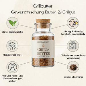 Grillbutter Gewürzmischung zum Würzen von Butter und Fleisch, Ritualmanufaktur, Glut & Korn