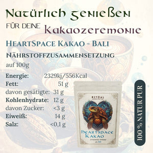 Nährstoffzusammensetzung Zeremonie Kakao HeartSpace Kakao Rohkakao aus Tabanan auf Bali, für Einsteiger - Ritualmanufaktur.de