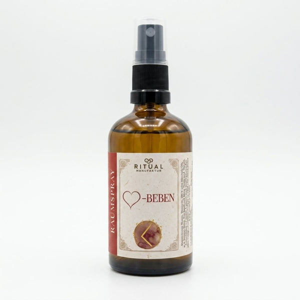 Nahaufnahme Herzbeben Auraspray, Spray für Aura und Raum, ändert deine Stimmung und die Energie des Raumes, 100ml, Ritualmanufaktur