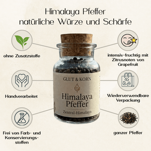 Vorteile Himalaya Pfeffer, zum Würzen und Schärfen von Speisen und Zeremoniekakao, Ritualmanufaktur Glut & Korn