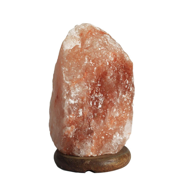 Himalaya Salzkristall Lampe mit Holzsockel - Ritualmanufaktur.de