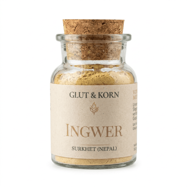 Ingwer Pulver zum Würzen und Verfeinern 60g Glas Ritualmanufaktur, zitronig