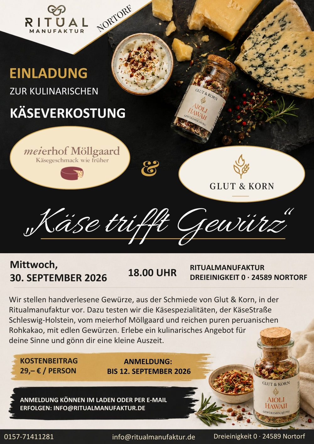 Banner Käse trifft Gewürz, Käseverkostung mit Gewürz