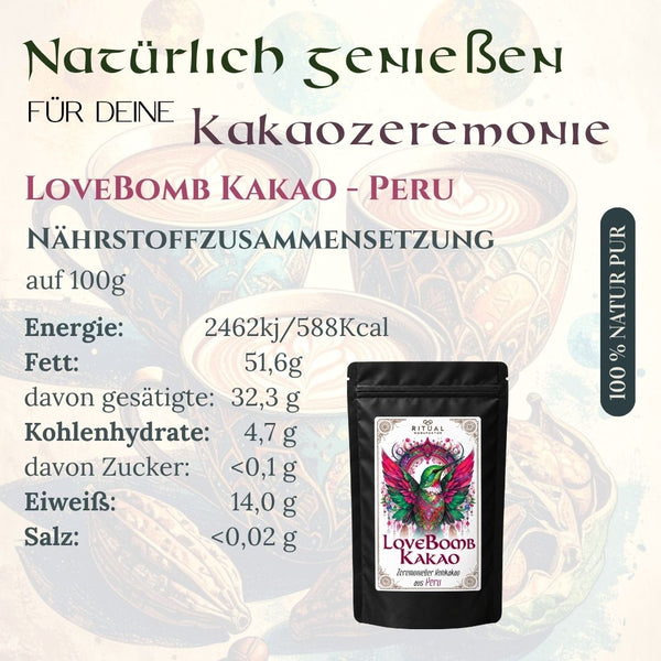 LoveBomb Criollo Zeremonie-Kakao aus Peru - Ritualmanufaktur.de