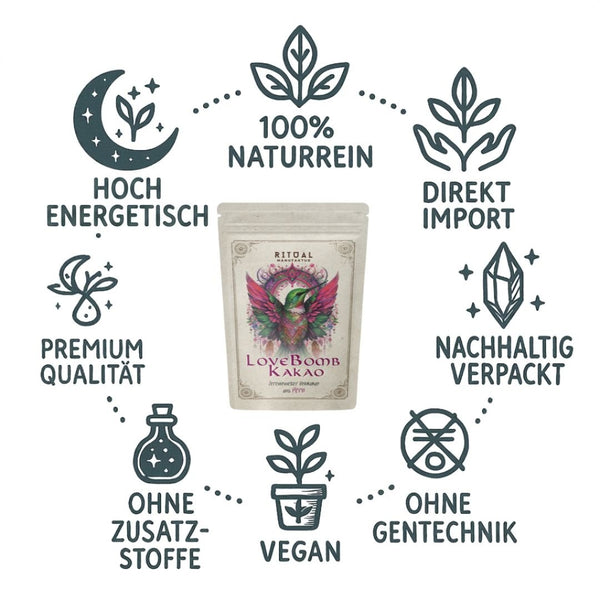 LoveBomb Zeremonie - Kakao Criollo Rohkakao aus Peru - Ritualmanufaktur.de