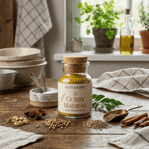 Curry Madras Gewürzmischung, Curry zum Verfeinern von Speisen, Ritualmanufaktur Glut & Korn