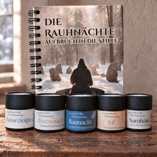 Räucherset mit Arbeitsbuch für die Rauhnachtszeit mit 5 Räucherungen: Ahnenrauchn, Jul, Samhain, Hausreinigung und Rauhnacht