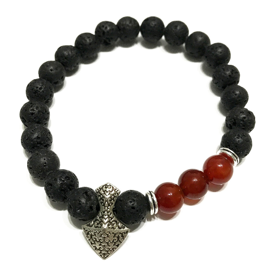 Lava-Steinarmband Kraftarmband I Axtkopf Karneol - Ritualmanufaktur.de