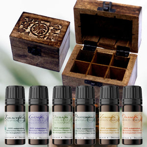 Kleiner Starter 6 ätherische Öle und eine Handgeschnitze Box - Ritualmanufaktur.de