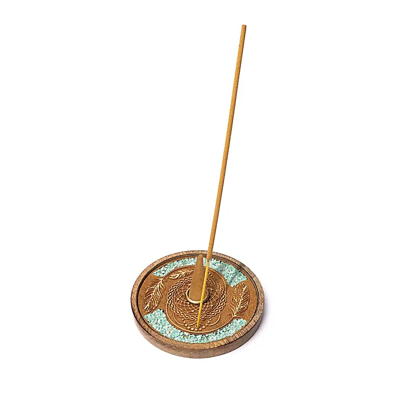 Traumfänger Amazonit Halter Räucherstäbchen & Kegel - Ritualmanufaktur.de