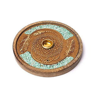 Traumfänger Amazonit Halter Räucherstäbchen & Kegel - Ritualmanufaktur.de