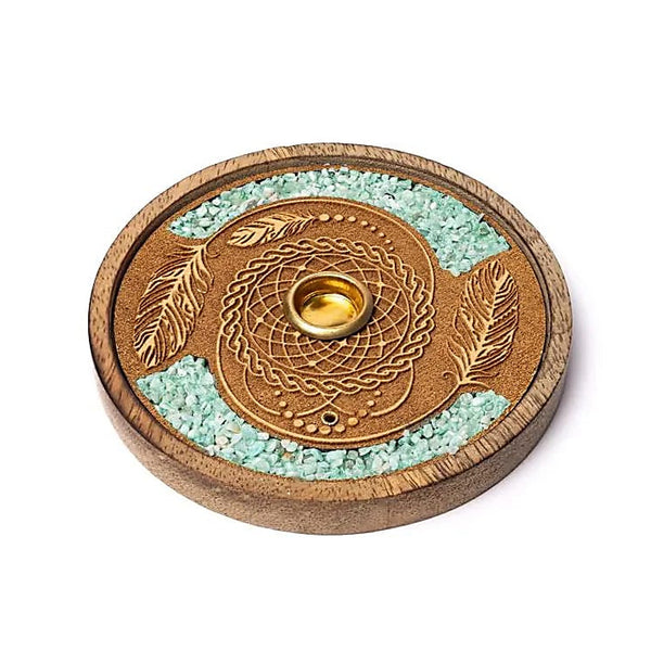 Traumfänger Amazonit Halter Räucherstäbchen & Kegel - Ritualmanufaktur.de