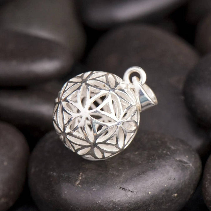 Blume des Lebens Kugel-Anhänger 925 Sterling Silber, Ø ca. 17 mm - Ritualmanufaktur.de